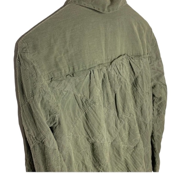 SUNDANCE Simply Shannon Patchwork  Popover Top in Army Green Size S/P - Picture 4 of 8